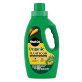 Miracle-Gro Organic Plant Food bottle demonstrates ready-to-use nutrition for indoor and outdoor plants