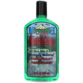 Miracle II Regular Soap bottle pour demonstrates versatile cleansing for skin and surfaces.