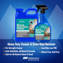 Miracle Sealants cleaner on porcelain tile surface brightening without harsh acids.