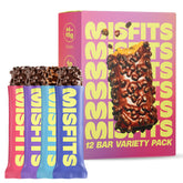 Misfits Protein Bar Variety Pack in foil packaging for on-the-go protein.
