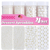 Miss Doozy White Pearl Sprinkles 2mm jar adds delicate elegance to cakes and cupcakes