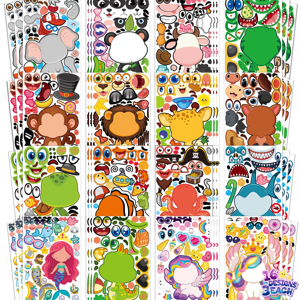Miss Fantasy kids stickers animals designs for walls and notebooks, ideal for party favors.