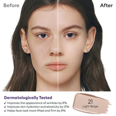Smooth swirl demonstrates sheer-to-buildable coverage for natural finish