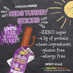 Mission Meats Kids Turkey Sticks crafted from free-range turkey, no fillers.