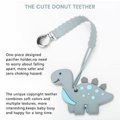 MISSLILI teething dinosaur toy closeup showing soft silicone texture for gentle relief