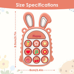 MISSLILI phone-shaped teether offers button play and gentle rattle.