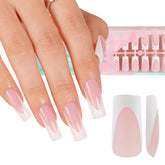 Misssix Deep French Gel Nail Tips in pink long square for easy DIY nails