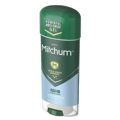 Mitchum Advanced Control Gel Unscented label close-up highlights fragrance-free formula.