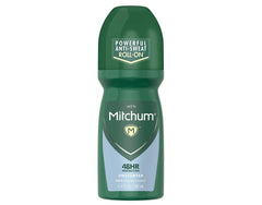 Close-up of Mitchum roll-on cap highlighting smooth application.