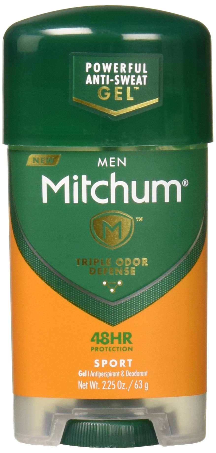 Mitchum Sport deodorant stick in a green pack of two provides long-lasting odor and sweat protection.