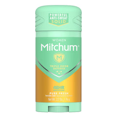 Mitchum Women triple odor defense invisible solid packaging highlights long-lasting odor control