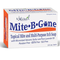 Mite-B-Gone Relief Soap back view highlighting natural ingredients and purity