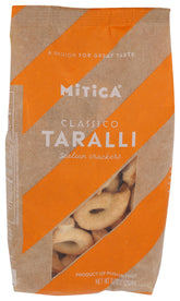 Mitica Classic Taralli crisp golden rounds, perfect with cheese and wine.