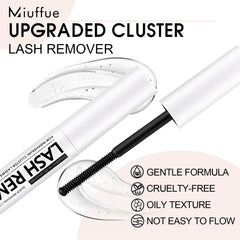 Miuffue cluster lash remover applied at lash base dissolves bonds quickly.