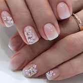Mivota French press nails with white nude gradient for daily elegance