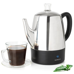 Mixpresso 4-cup electric percolator front view brews bold coffee quickly