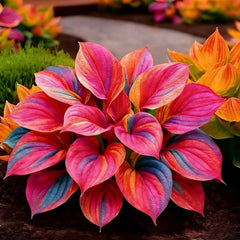 Mixrug 207+ hosta seeds display creamy white edge variegation brightening shaded patios.