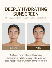 Mixsoon Bean Sunscreen applied with no white cast on skin