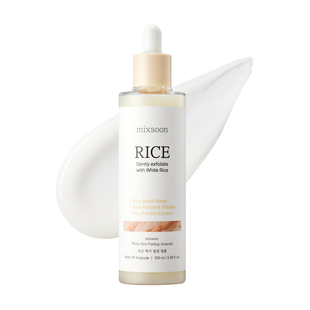Mixsoon White Rice Peeling Ampoule bottle showing gentle exfoliation for smoother skin texture