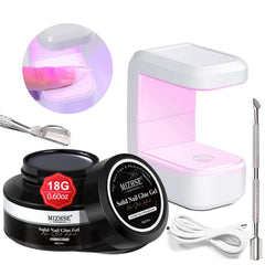 MIZHSE solid nail glue 18g tube for secure nail tip application at home.