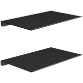 MKO 8 inch floating shelves in matte black mounted on wall for compact display and storage
