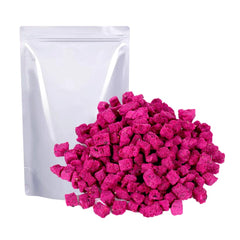 Mkostlich freeze-dried dragon fruit bag showing a natural single-ingredient snack with no sugar added