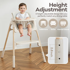 Mloong High Chair removable tray for easy cleanup