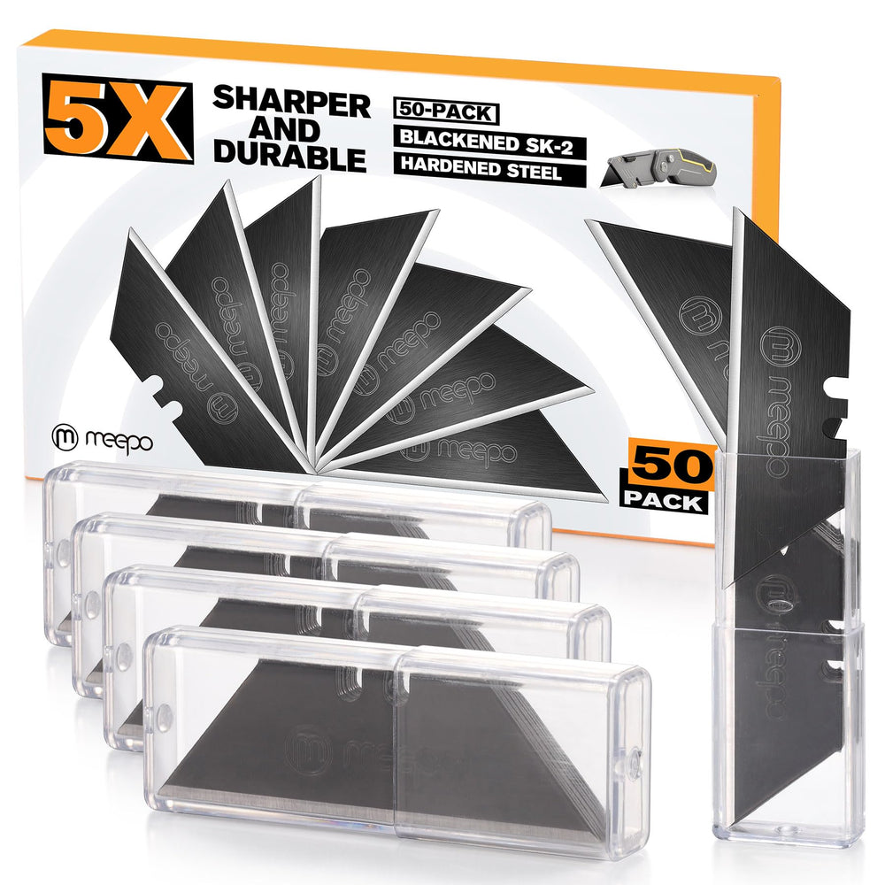 M MEEPO 50-pack blades for long-lasting, precise box cutting.