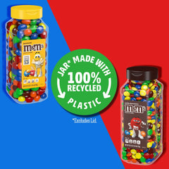 M&M'S Peanut Milk Chocolate candy in a resealable jar for sharing at parties