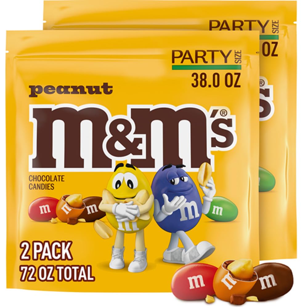 M&M's Peanut Milk Chocolate candies bulk bags ready for sharing at parties.
