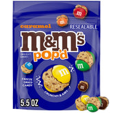 M and M S Pop d Caramel bag front showing crunchy freeze-dried candy for movie night