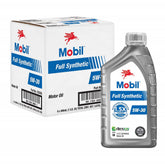Mobil Full Synthetic 5W-30 bottle cap close-up showing extended protection for modern engines.