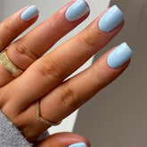 Modelones 32Pcs Baby Blue Press On Nails kit for fast salon-style manicures at home.