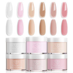 Modelones Acrylic Powder six-color jelly pink palette for versatile nail art.