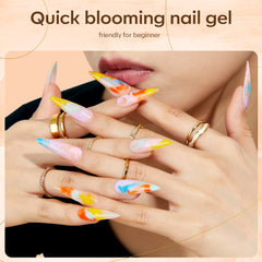Modelones Blooming Gel brushes enabling precise floral and marble designs