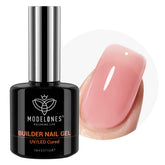 Modelones Builder Nail Gel 8-in-One bottle: peachy jelly pink base for versatile color and structure.