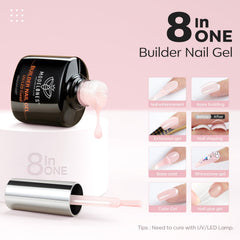 Modelones gel brush applying gel for even, streak-free coverage.