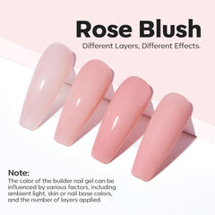 Modelones Builder Nail Gel rose blush color swatches for versatile nail tones.