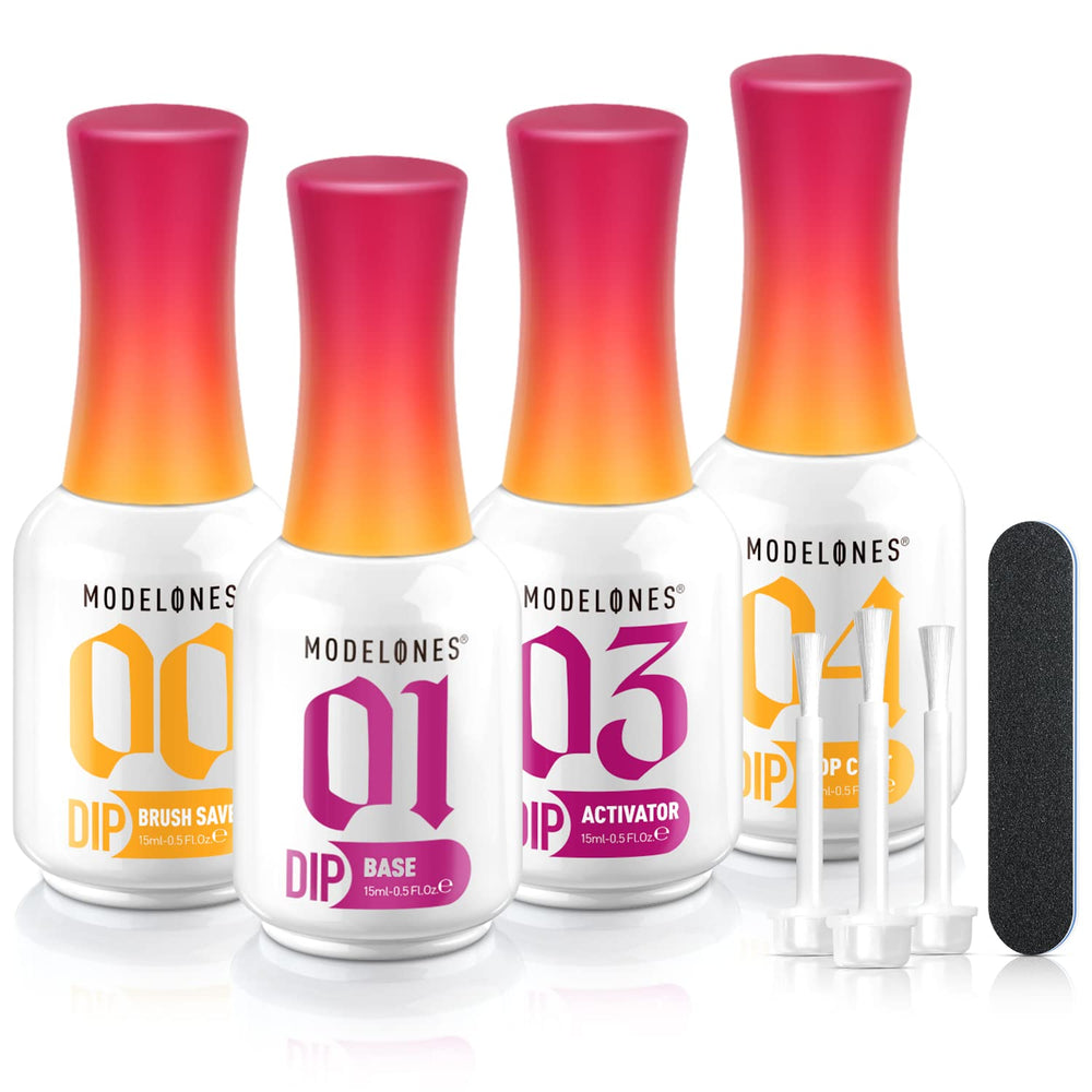 Modelones dip powder liquid set base coat for strong adhesion and nourished nails.