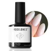 Modelones milky white gel polish bottle with glossy finish for salon like nails