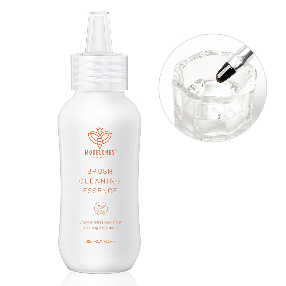 Modelones nail art brush cleaner bottle demonstrates powerful cleaning action for gel brushes