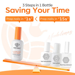 Modelones Nail Dehydrator application on nails creates a smooth primer surface for stronger gel adhesion.