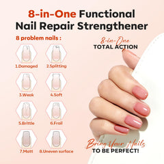 Modelones first coat delivers sheer blush tint on nails for subtle color.