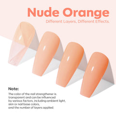 Nude finish on nails after applying Modelones strengthener.