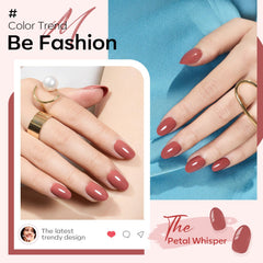 Modelones pink short press-on nails side view showing comfortable fit.