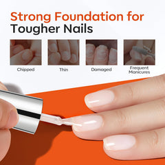 Modelones rubber base gel strengthens nails and supports natural curvature.