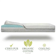 Modera toddler-side memory foam gel—conforms to neck, back, and legs.
