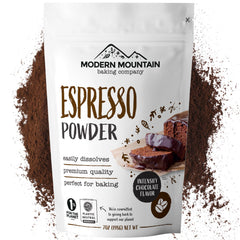Modern Mountain Espresso Powder pouch for baking, highlighting rich flavor enhancement.