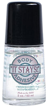 Mojo It Stays Roll-On bottle close-up for secure garment hold.