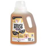 Mollys Suds Baby Liquid Detergent front label shows gentle cleansing for delicate baby clothes
